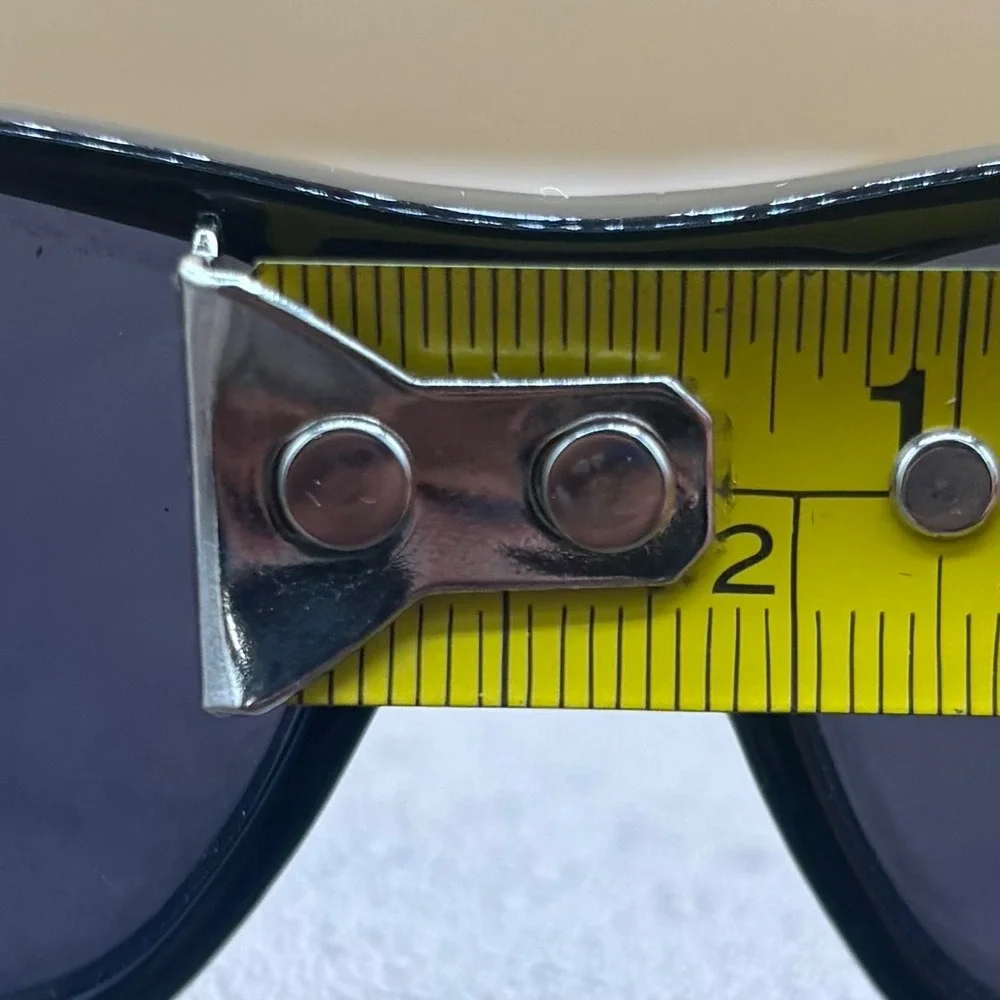 Claiborne Sunglasses Womens Black Rectangular Wrap Frame Silver Logo Detail